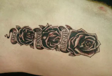 Roses and Scroll Tattoo