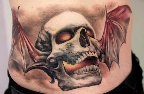 Skull with Bat Wings Tattoo