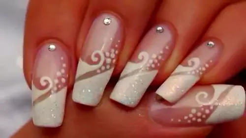 8. Free Hand French Tips Nail Art