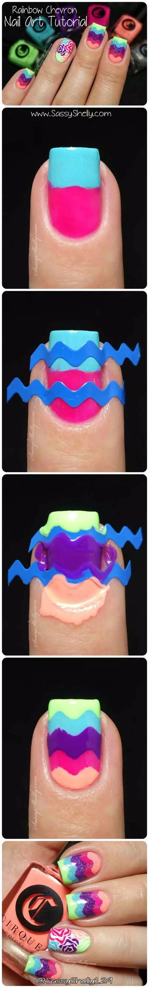 Rainbow Chevron Nail Art Tutorial