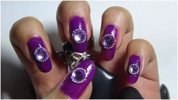 Studded Purple Nail Art Tutorial - Step 5: Apply Transparent Polish