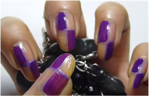 Step 2: Apply Dark Purple Nail Polish Trendy Duo-Tone Purple Nail Art Tutorial - Step 2: Apply Dark Purple Nail Polish