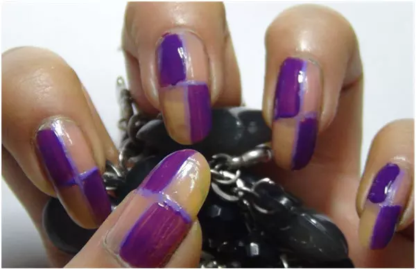 Trendy Duo-Tone Purple Nail Art Tutorial - Step 2: Apply Dark Purple Nail Polish