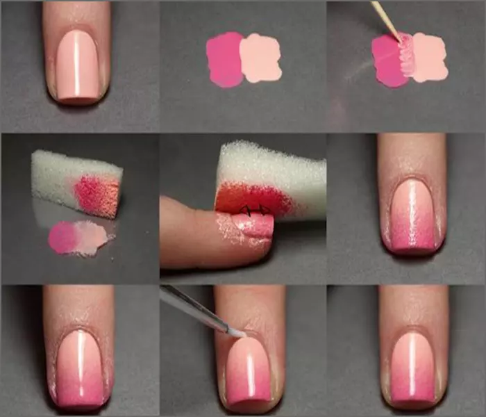 Pink and Peach Ombre Nail Art