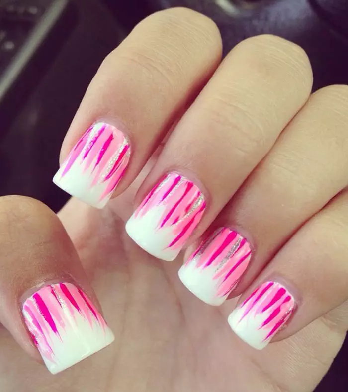 Pink And White Nail Designs - Pink Flames