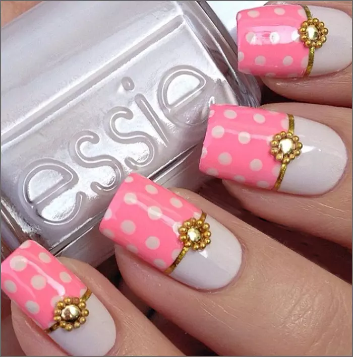 Half n Half Glam Pink Nail Art