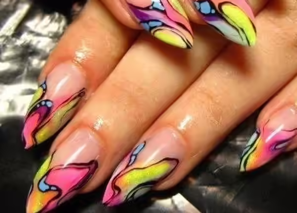 Hand Painted Nail Art - Design 4 four