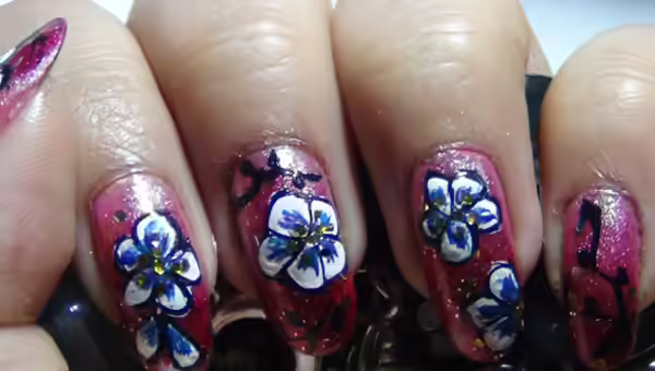 Hand Painted Nail Art - Step 7 hand painted nail art seven