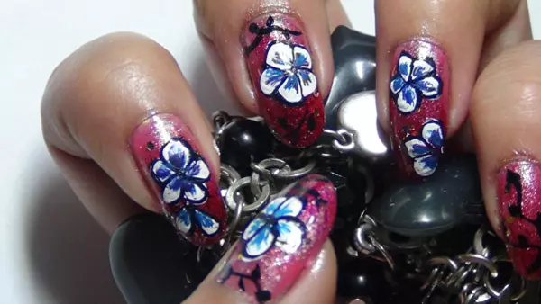 hand painted nail art six