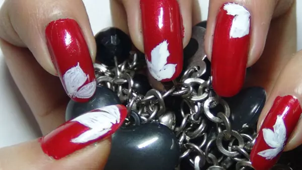 red floral nail art three