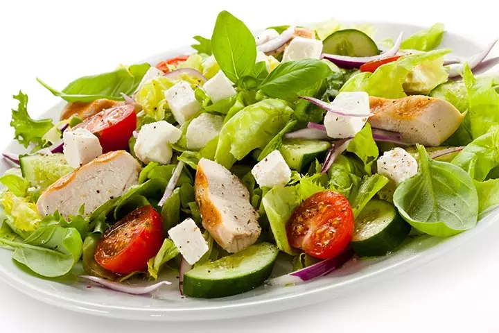 Greek salad with chicken