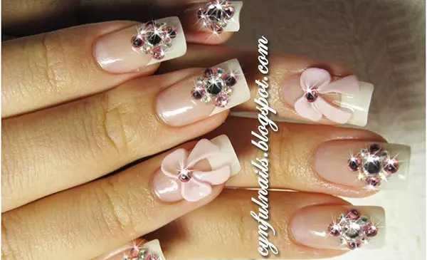 Best Rhinestone Nail Art Designs - Pink Bow And Rhinestone Nail Art