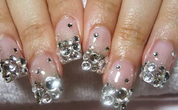 Best Rhinestone Nail Art Designs - Rhinestone French Tip Nail Art