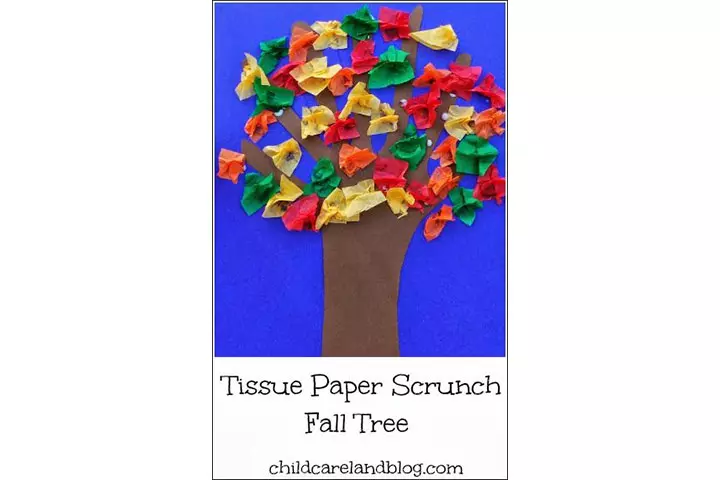 autumn tree made with tissue paper