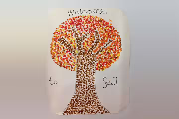 finger painted fall tree