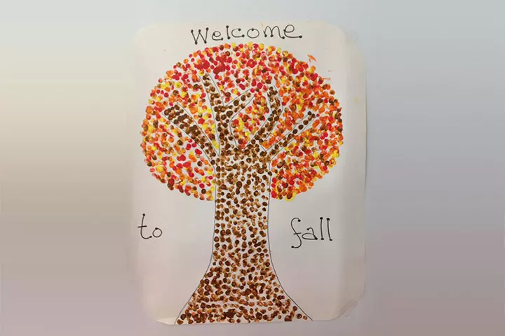 finger painted fall tree