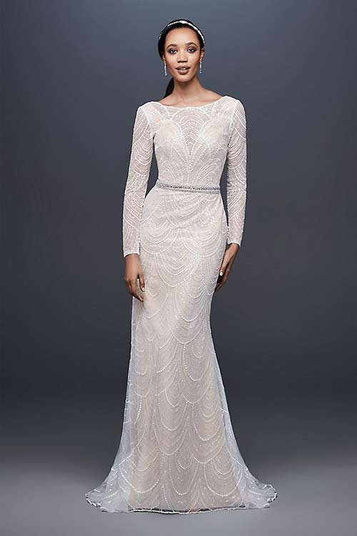 Simple Second Wedding Dresses - Sequin Sheath Wedding Dress