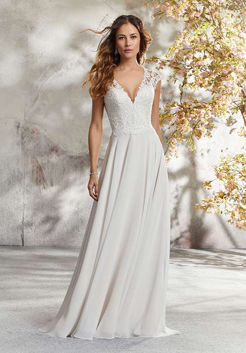 Simple Second Wedding Dresses - A-Line Chiffon Dress For Brides Over 40