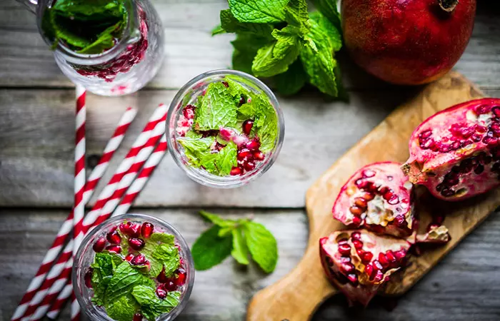 Infused Water Recipes - Pomegranate Mint Infused Water