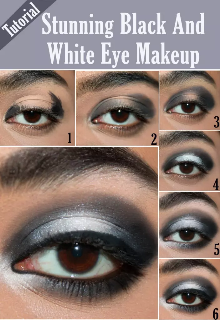 Stunning Black And White Eye Makeup Tutorial - Infographic