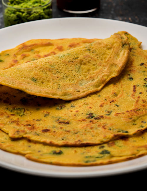 Besan chilla is a north Indian vegetarian breakfast food Besan chilla is a north Indian vegetarian breakfast food