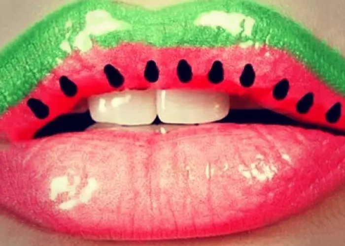 Glossy Watermelon Inspired Lip Art