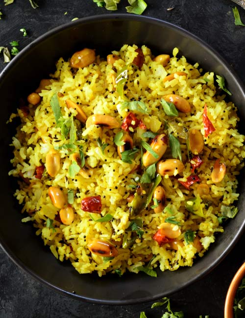 Poha is a west Indian vegetarian breakfast food Poha is a west Indian vegetarian breakfast food