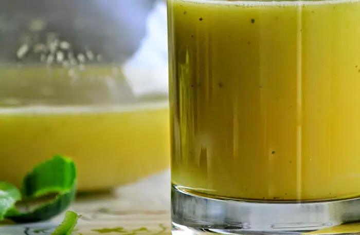 Chilled cucumber and orange juice with oregano for Ramadan