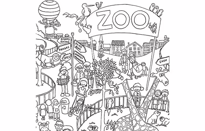 Zoo Coloring Pages People Watching Animals People Watching Animals