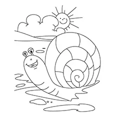 Snail Relaxing In Sunshine Coloring Page to Print