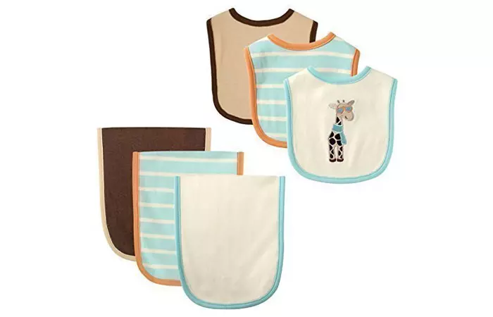 Hudson Baby 6 Piece Bib And Burp Cloth Set, Giraffe 8