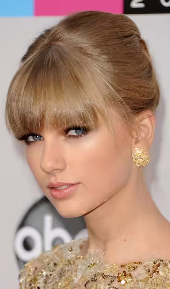 Taylor Swift Updo - Bun With Soft Bangs Bun With Soft Bangs