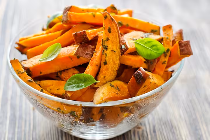 Oven-roasted sweet potato wedges recipe for kids
