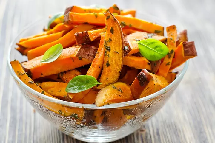 Oven-roasted sweet potato wedges recipe for kids