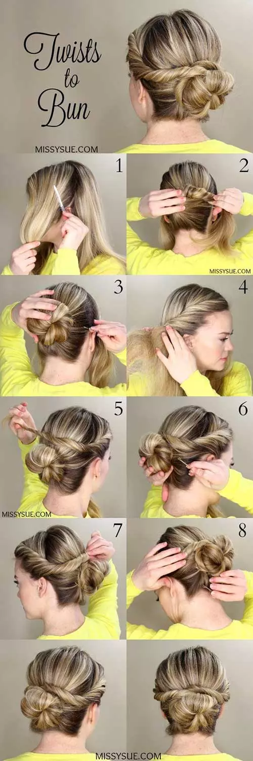 Twists To Bun Updo