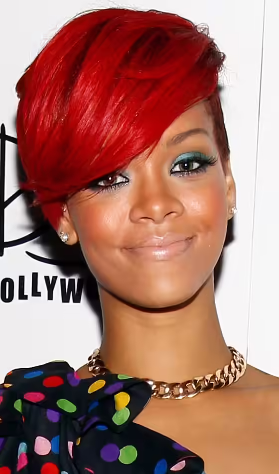 Rihanna Short Hairstyles - Red Hot Side-Swept Pixie Red Hot Side-Swept Pixie