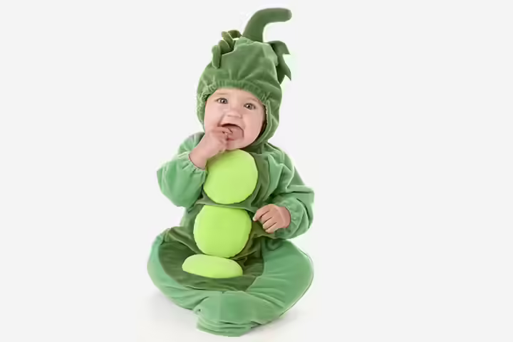 Homemade Baby Halloween Costumes-Baby As Pea Pod Baby As Pea Pod
