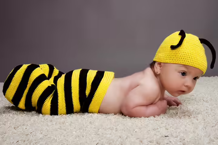 Homemade Baby Halloween Costumes-Baby Bee Baby Bee