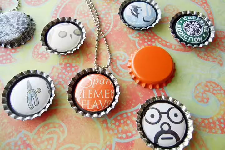Art Activities For Teens - Necklace Pendant With Bottle Caps Necklace Pendant With Bottle Caps
