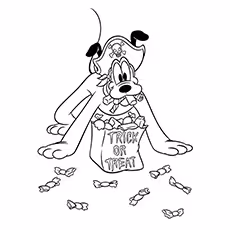 Pluto on Halloween Coloring Page of Pluto on Halloween
