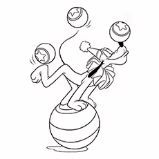 Pluto Playing with Balls Pluto Doing tricks with Balls Coloring Page