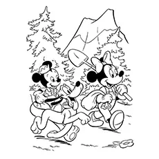 Printable Coloring Page of Pluto On An Outing With Mickey And Minnie