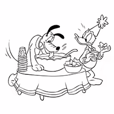 Pluto With Donald Pluto With Donald Printable to Color Free