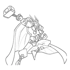 Thor with Fighting Weapon to Color Free