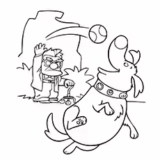 Dug Coloring Sheet of Dug Playing with Ball