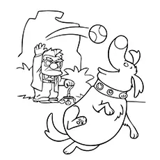 Coloring Sheet of Dug Playing with Ball