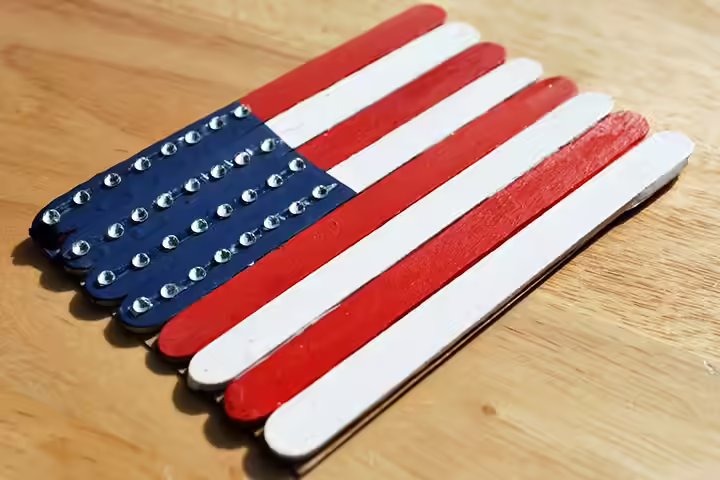4th Of July Crafts For Kids - Fourth Of July American Flag Popsicle Stick Coasters Fourth Of July American Flag Popsicle Stick Coasters