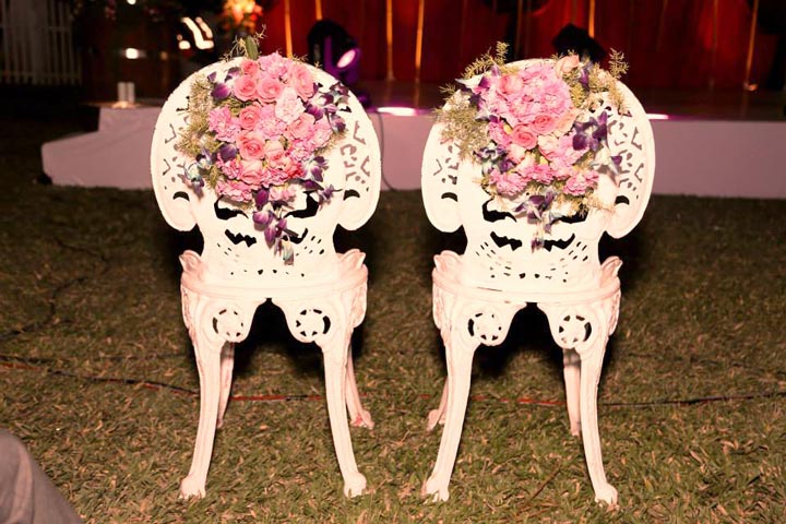 chair decorated with flowers