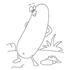 Cucumber Coloring Page - Smiling Cucumber