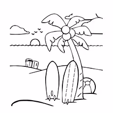 Coconut Coloring Page - A Coconut Tree On A Beach